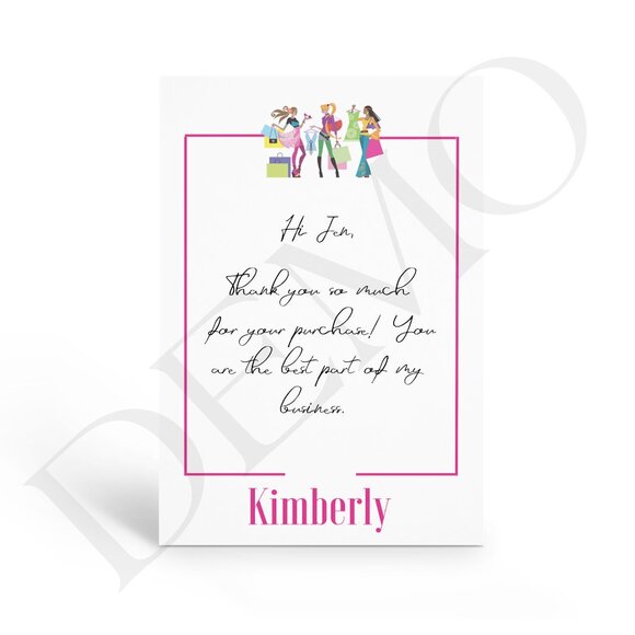 Glam Shopping Girls Thank You Note Cards for Online Resellers - Picture 3 of 5